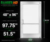 Commercial Aluminum Storefront Glass Door and Frame For Interior Steel Stud Wall With Drywall On Both Sides (Butt Installation), 48" x 96" Left Hand, 1/4" Tempered Glass Pre-Installed, Entrance Hardware Package, Dark Bronze Anodized - Image 6 of 0