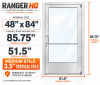 Medium Stile Commercial Aluminum Storefront Door and Frame, Moderate to Heavy Traffic, Interior Steel Stud Wall With Drywall On Each Side (Butt Installation), 48" x 84" Right Hand, 1/4" Tempered Glass, Clear Anodized - Image 6 of 0