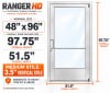Medium Stile Commercial Aluminum Storefront Door and Frame, Moderate to Heavy Traffic, Interior Wood Stud Wall With Drywall On Each Side (Butt Installation), 48" x 96" Left Hand, 1/4" Tempered Glass, Dark Bronze Anodized - Image 6 of 0