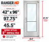 Wide Stile Commercial Aluminum Storefront Door and Frame, High Traffic & Abuse, Exterior Wood Stud Wall, 42" x 96" Left Hand, 1" Low-E Glass, Clear Anodized - Image 5 of 0