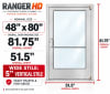 Wide Stile Commercial Aluminum Storefront Door and Frame, High Traffic & Abuse, Exterior Wood Stud Wall, 48" x 80" Right Hand, 1" Low-E Glass, Clear Anodized - Image 5 of 0