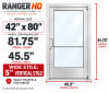 Wide Stile Commercial Aluminum Storefront Door and Frame, High Traffic & Abuse, Interior Block Wall, 42" x 80" Right Hand, 1" Low-E Glass, Dark Bronze Anodized - Image 5 of 0