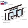 3 Panel Commercial Interior Transaction Service Window, 72 in. Width x 48 in. Height, X-O-X Slide Configuration, Dark Bronze Anodized Finish With 1/4 in. Tempered Clear Glass - Image 2 of 0