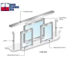 3 Panel Commercial Interior Transaction Service Window, 72 in. Width x 48 in. Height, X-O-X Slide Configuration, Satin Anodized Finish With 1/4 in. Tempered Clear Glass - Image 2 of 0