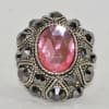 Oval rhinestone metal rings with, stretch bands in pink, amber, blue or red - Image 2 of 0