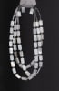 Three Row Rectangular Shell Necklace Set - White - Image 2 of 0