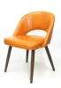 White Modern Wood Grain Metal Upholstered Restaurant Dining Chair - Image 2 of 0
