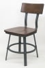 industrial-wood-gunmetal-saddle-seat-rustic-design - Image 1 of 0