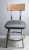 industrial-wood-gunmetal-saddle-seat-rustic-design - Image 2 of 0
