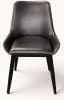 Dark Brown Faux Leather Restaurant  Wood Grain Metal Frame Chair â€“ Curved high Back - Image 1 of 0