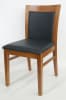 Rustic Oak Restaurant Dining Chair â€“ Black Vinyl Upholstered Seat - Image 1 of 0