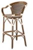 Rattan Arm Brown Ivory Bar Stool w/ Back Seat - Image 2 of 0