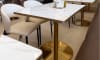 Snow White Marble Calcutta Stone Restaurant Tabletops with Gold Rim Restaurant Tabletop - Image 3 of 0