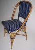 French Bistro Rattan Wood Chair, Navy/Ivory weave, navy leg bindings, and coat of marine wood varnish - Image 1 of 0
