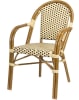 Rattan Bistro Aluminum Arm Chairs; CrÃ¨me Chocolate - Image 1 of 0