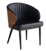 Black Channel Upholstered Lounge Chair with Walnut Veneer Back â€“ Stylish & Comfortable Seating for Restaurants & Lounges - Image 1 of 0