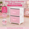 18 Inch Doll Dresser - Furniture for Dolls – Floral Collection | Wooden MDF, 2 Large Fabric Storage Bins, Fits American Girl Dolls - Image 3 of 0