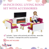 photo of Emily Rose NEW 18" Doll Wooden Pink Living Room Sectional Sofa Bed and Entertainment Unit,  with TV, Pretend Fireplace, Storage Bins and Magazines | 18" Doll Furniture Compatible with American Girl Dolls - Image 2 of 0