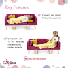 photo of Emily Rose NEW 18" Doll Wooden Pink Living Room Sectional Sofa Bed and Entertainment Unit,  with TV, Pretend Fireplace, Storage Bins and Magazines | 18" Doll Furniture Compatible with American Girl Dolls - Image 5 of 0