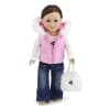 18-inch Doll Clothes - Pink Hooded Vest with Long Sleeved T-shirt Skinny Jeans and Purse - fits American Girl ® Dolls - Image 1 of 0