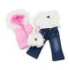 18-inch Doll Clothes - Pink Hooded Vest with Long Sleeved T-shirt Skinny Jeans and Purse - fits American Girl ® Dolls - Image 2 of 0
