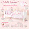 18" Doll Unicorn Bedding Set – 5 Piece Reversible Unicorn Theme Doll Bedding with Pink Ruffles + Unicorn Lovey – Fits American Girl Dolls, Bunks, Cradles & Cribs - Image 2 of 0