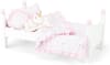 18" Doll Unicorn Bedding Set – 5 Piece Reversible Unicorn Theme Doll Bedding with Pink Ruffles + Unicorn Lovey – Fits American Girl Dolls, Bunks, Cradles & Cribs - Image 3 of 0