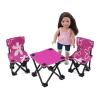 18 Inch Doll Accessories - Two Pink Armless Camping Chairs and Table Set - fits American Girl ® Dolls - Image 2 of 0