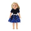 14-inch Doll Clothes - Midnight Blue Holiday Evening Dress with Silver Stars - fits Wellie Wishers ® Dolls - Image 1 of 0