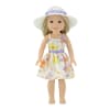 14 Inch Doll Clothes - Yellow Flowered Party Dress with White Hat - fits Wellie Wishers ® Dolls - Image 2 of 0