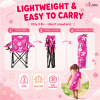 Emily Rose pink kids folding beach camp chair with floral design, cup holder, safety lock, and carry case for toddlers ages 2-7 - Image 2 of 0