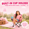 Emily Rose pink kids folding beach camp chair with floral design, cup holder, safety lock, and carry case for toddlers ages 2-7 - Image 3 of 0