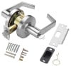 Dominion Hollow Metal Door Entrance Lock With Key Cylinder On Outside and Push/Turn Button On Inside, Schlage C Keyway, 626 Satin Chrome Finish - Image 1 of 0