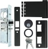 Aldora Left Hand Commercial Door Deadlatch Lock Kit, 1-1/8 in. Backset, Includes Outside Mortise Key Cylinder and Inside Push To Exit Paddle Handle, Dark Bronze Finish - Image 1 of 0