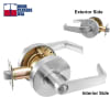 Cal-Royal Grade 1 Heavy Duty Commercial Cylindrical Lockset With Clutch, Entrance Function, 3-1/2 in. Rose Trim, Key Cylinder On Outside, Push/Turn Button On Inside, 6 Pin Schlage C Keyway, 626 Satin Chrome Finish - Image 2 of 0