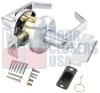 Cal-Royal Grade 2 Commercial Cylindrical Lockset, Entrance Function, 3-5/16 in. Flat Rose Trim, Key Cylinder On Outside, Push/Turn Button On Inside, 6 Pin Schlage C Keyway Cylinder, US15 Satin Nickel Finish - Image 1 of 0