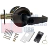 Cal-Royal Grade 2 Commercial Cylindrical Lockset, Entrance Function, 3-5/16 in. Flat Rose Trim, Key Cylinder On Outside, Push/Turn Button On Inside, SFIC Prep (Cylinder Not Included), US10B Dark Bronze Finish - Image 1 of 0