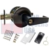 Cal-Royal Grade 2 Commercial Cylindrical Lockset, Storeroom Function, 3-5/16 in. Flat Rose Trim, Key Cylinder On Outside, Plain Lever On Inside, 6 Pin Schlage C Keyway Cylinder, US10B Dark Bronze Finish - Image 1 of 0