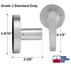 Dorma Grade 2 Commercial Entrance Door Lock, 3-5/16 in. Rose Trim, Key Cylinder On Outside, Push/Turn Button On Inside, Schlage C Keyway, 626 Satin Chrome Finish - Image 3 of 0