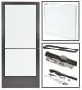 Alumitrex Double Acting Center Hung Storefront Glass Door Replacement, 35-3/4 in. x 83-3/16 in. x 1-3/4 in. Right Hand, Side Load Concealed Arm, Deadbolt, Back To Back Push Bars, Dark Bronze Anodized Finish, Glass Not Included - Image 1 of 0