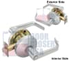 Falcon B Series B511PD-DAN-626 Grade 2 Commercial Entrance Door Lock, Key Cylinder On Outside, Push/Turn Button On Inside, Falcon G Keyway, 626 Satin Chrome Finish - Image 2 of 0