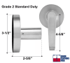 Falcon Grade 2 Commercial Privacy Door Lock (Restroom Application), 3-1/2 in. Rose Trim, Coin Turn On Outside, Push Button On Inside, 626 Satin Chrome Finish - Image 3 of 0