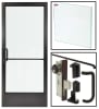Alumitrex Left Hand Storefront Glass Door Replacement, 35-3/4 in. x 83-3/16 in. x 1-3/4 in., Offset Pivots, Deadbolt, Outside 10 in. Pull Handle, Inside Push Bar, Dark Bronze Anodized Finish, Glass Not Included - Image 1 of 0