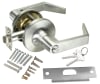 Hager Grade 1 Heavy Duty Commercial Entrance Door Lock, 3-7/16 in. Rose Trim, Key Cylinder On Outside, Push/Turn Button On Inside, 6 Pin Schlage C Keyway, 626 Satin Chrome Finish - Image 1 of 0