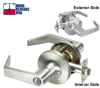 Hager Grade 1 Heavy Duty Commercial Entrance Door Lock, 3-7/16 in. Rose Trim, Key Cylinder On Outside, Push/Turn Button On Inside, 6 Pin Schlage C Keyway, 626 Satin Chrome Finish - Image 2 of 0