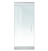 "P" Right Hand 36 in. x 84 in. Glass Door, 4 in. Tapered Door Rails, Accepts 1/2 in. Glass (Glass Not Included), 1-3/4 in. x 4 in. Frame Head, Concealed Closer, 12 in. Handles, and Lock, Polished Stainless Steel Finish - Image 1 of 0