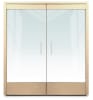 Exterior 72 in. x 84 in. All Glass Double Door With Frame and Jambs, Accepts 1/2 in. Glass (Glass Not Included), 10 in. ADA Bottom Rails, Concealed Closers, 12 in. Handles, Threshold, and Locks, Polished Brass Finish - Image 1 of 0