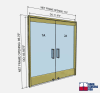 Exterior 72 in. x 84 in. All Glass Double Door With Frame and Jambs, Accepts 1/2 in. Glass (Glass Not Included), 10 in. ADA Bottom Rails, Concealed Closers, 12 in. Handles, Threshold, and Locks, Polished Brass Finish - Image 5 of 0