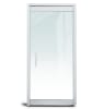 "P" Left Hand 36 in. x 84 in. Glass Door, 4 in. Tapered Door Rails, Accepts 1/2 in. Glass (Glass Not Included), 1-3/4 in. x 4 in. Frame With Jambs, Concealed Closer, 12 in. Handles, and Lock, Polished Stainless Steel Finish - Image 1 of 0