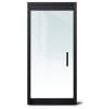 "P" Right Hand 36 in. x 84 in. Glass Door, 4 in. Tapered Door Rails, Accepts 1/2 in. Glass (Glass Not Included), 1-3/4 in. x 4 in. Frame With Jambs, Concealed Closer, 12 in. Handles, and Lock, Matte Black Finish - Image 1 of 0